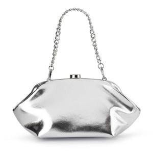 Olga Berg The Tally Metallic Clutch Bag | Silver