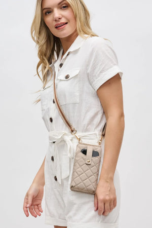 Sol And Selene Duality Quilted Cell Phone Cross Body Bag | Nude