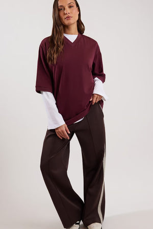 C&M Camilla & Marc Soren V Neck Graphic Tee | Burgandy