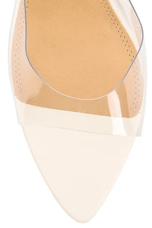 Siren Margot Point Toe Mules | Chalk White Leather & Vinylite