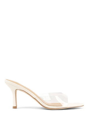 Siren Margot Point Toe Mules | Chalk White Leather & Vinylite