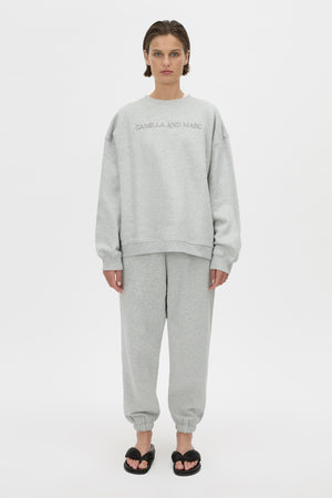 C&M Camilla & Marc Tia Flocking Logo Crew | Grey Marle