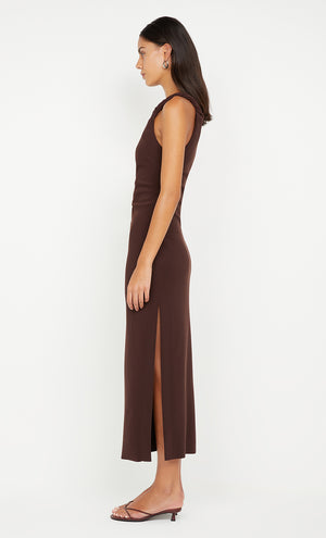 Bec + Bridge Ariven Asym Midi Dress | Dark Chocolate