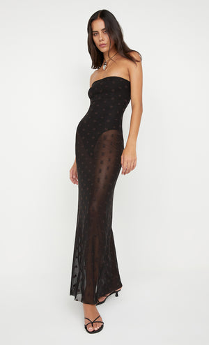 Bec + Bridge Karla Strapless Maxi Dress | Black / Choc Spot