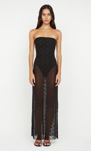 Bec + Bridge Karla Strapless Maxi Dress | Black / Choc Spot