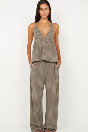 Bec + Bridge Jonni Halter Top | Charcoal Stripe