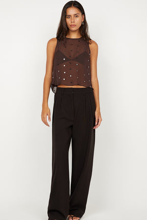 Bec + Bridge Arielle Shell Top | Dark Chocolate