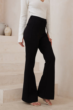 Chosen By Fifi & Annie The Basic Stretch Jersey Flared Pant | Black || BEST SELLER / RESOCKED