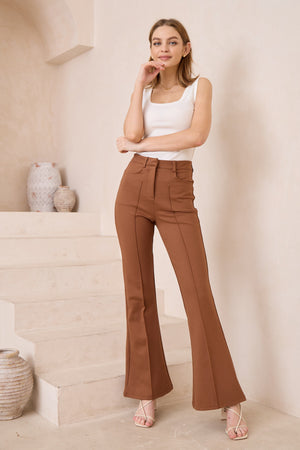 Chosen By Fifi & Annie The Basic Stretch Jersey Flared Pant | Tan