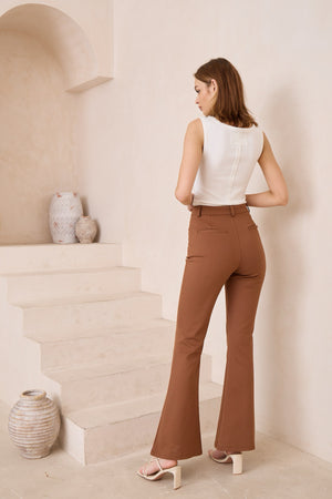 Chosen By Fifi & Annie The Basic Stretch Jersey Flared Pant | Tan