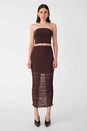 Misha Avane Mesh Skirt | Chocolate