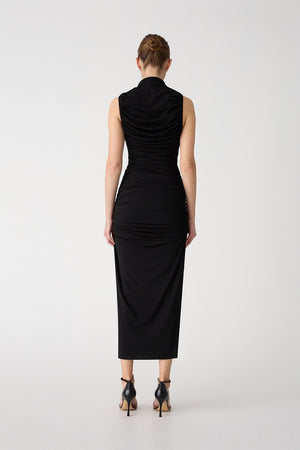 Misha Frankie Rosette Midi Dress | Black