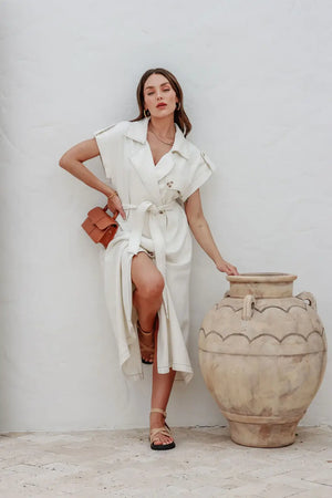 Chosen By Fifi & Annie The Basic Denim Trench Vest | White Denim