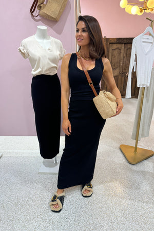 Perfect White Tee Jordan U Neck Ribed Tank | True Black