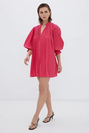 Sovere Oz Pleated Smock Dress | Cerise