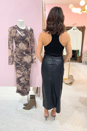 Chosen By Fifi & Annie The Waxed Midi Skirt | Black || BEST SELLER / RESTOCKED