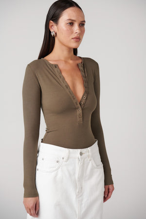 Bayse Brand Lara Bodysuit | Khaki