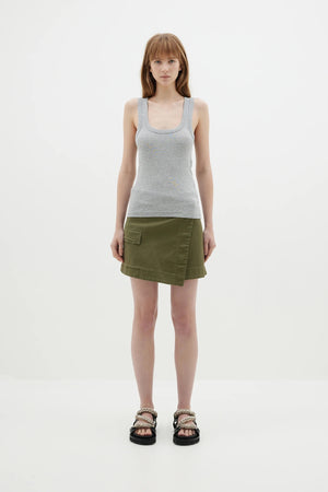 Bassike Slim Superfine Rib Tank II | Grey Marl