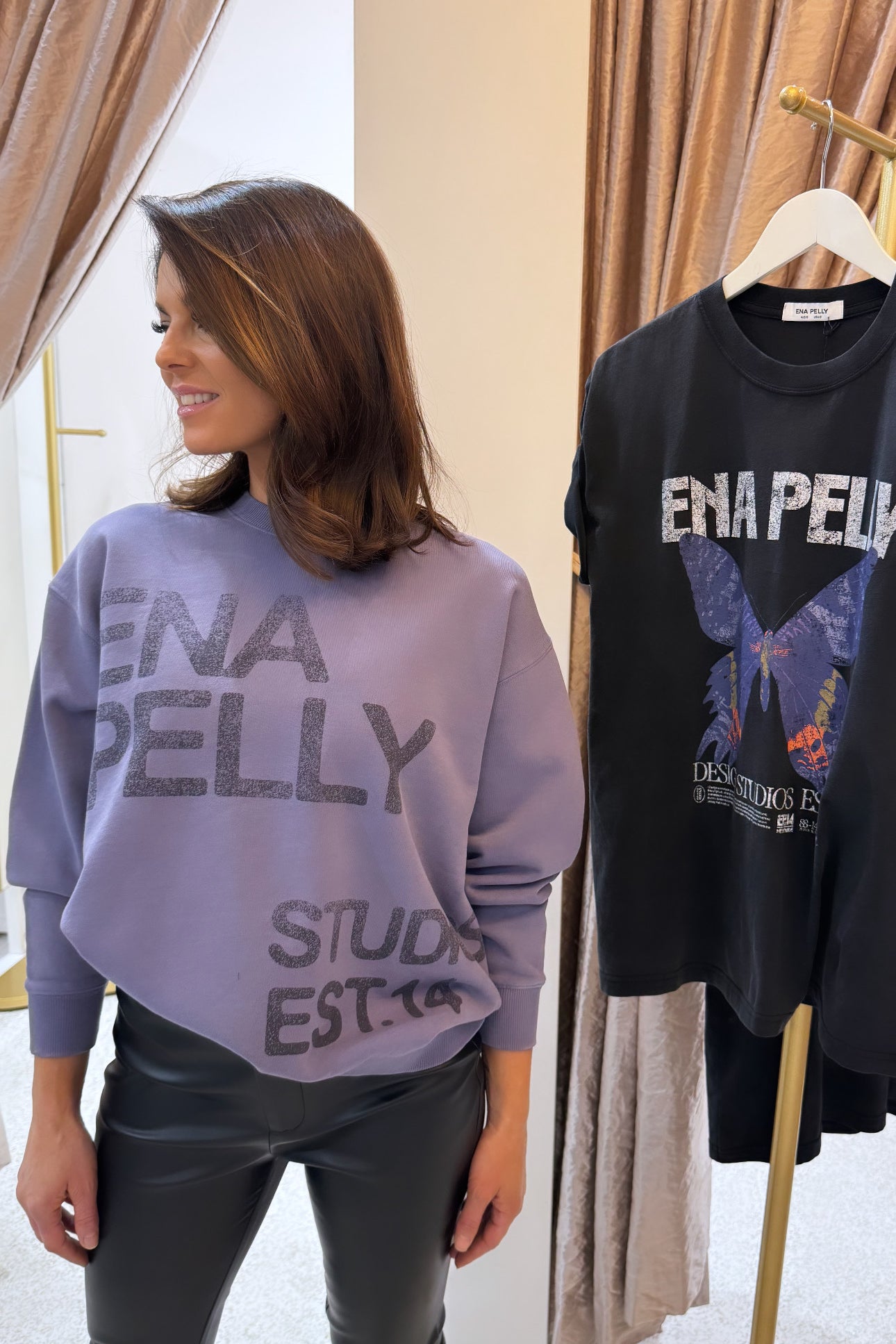 Ena Pelly Lola Oversized Sweater Stamped Logo | Dark Iris