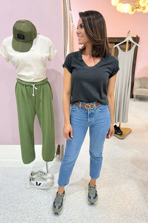 Perfect White Tee Frankie V Neck Tee | Vinatge Black