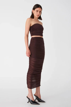 Misha Avane Mesh Skirt | Chocolate