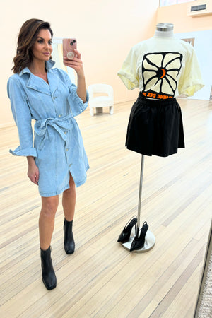 Chosen By Fifi & Annie Denim Mini Trench Dress | Light Blue