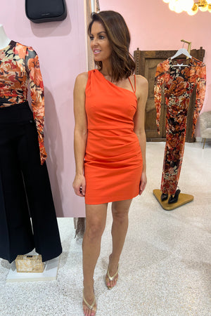 Shona Joy Lani Gathered Mini Dress | Hibiscus