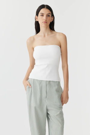 Bassike Rib Tubular Tank | White
