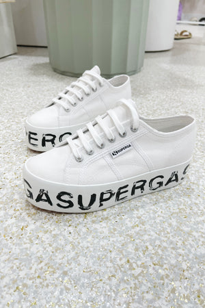 Superga 2790 Platform Paint Lettering | White/ Black