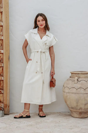 Chosen By Fifi & Annie The Basic Denim Trench Vest | White Denim