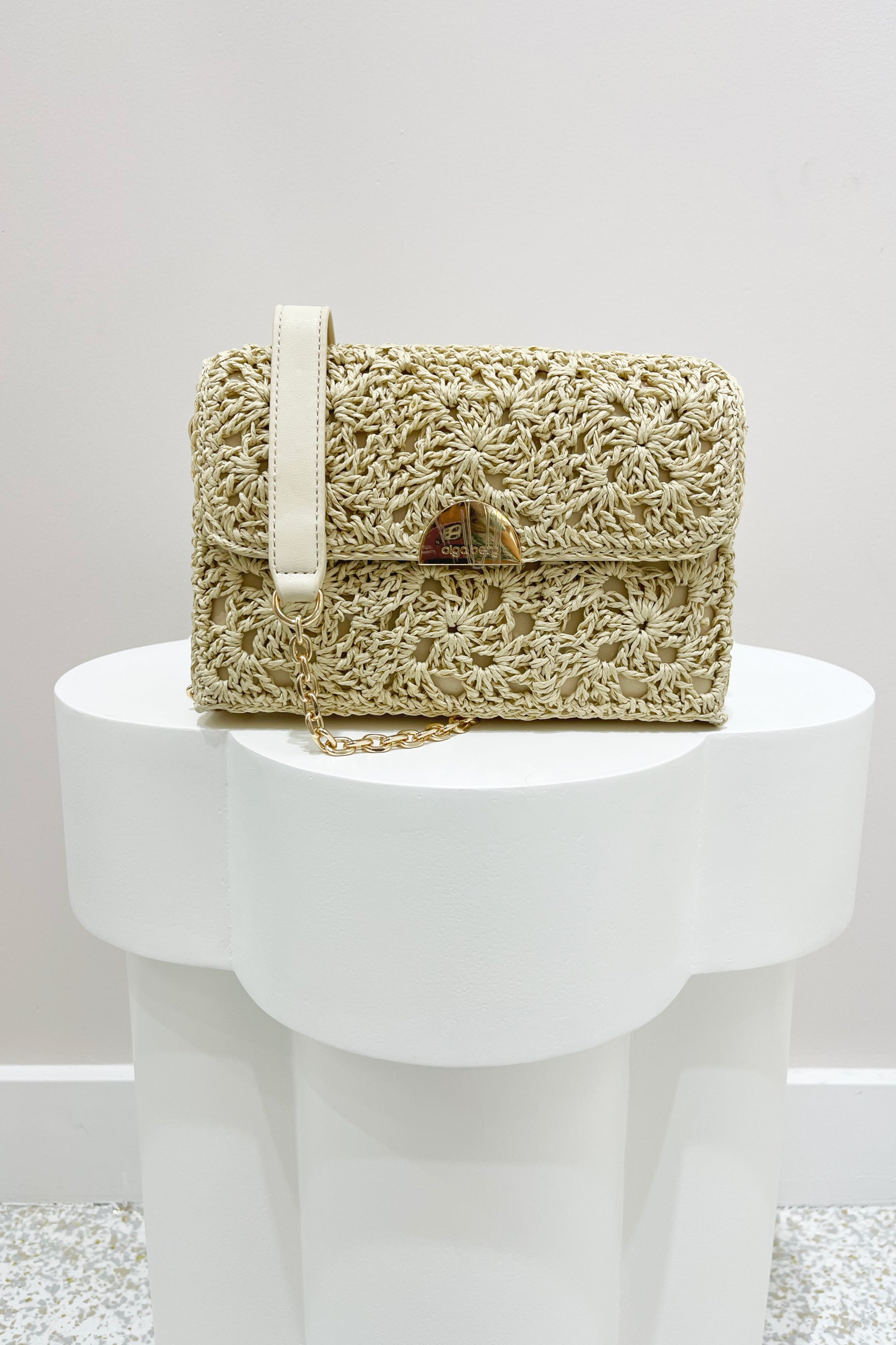 Olga Berg Millie Crocheted Shoulder Bag | Natural