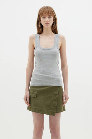 Bassike Slim Superfine Rib Tank II | Grey Marl