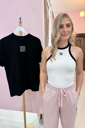 C&M Camilla & Marc Nora Contrast Bind Rib Tank | White/Black