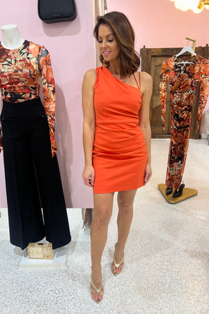 Shona Joy Lani Gathered Mini Dress | Hibiscus