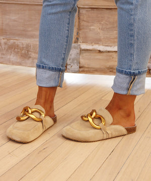 Walnut Blake Mule In Sand Suede