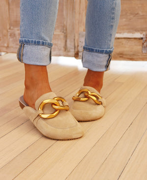 Walnut Blake Mule In Sand Suede