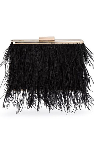 Olga Berg Estelle Feather Clutch | Black