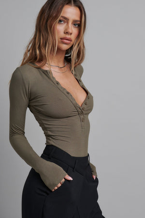 Bayse Brand Lara Bodysuit | Khaki