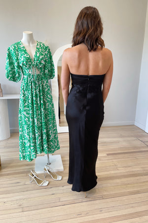 Shona Joy Camille Strapless Cut-Out Midi Dress | Black