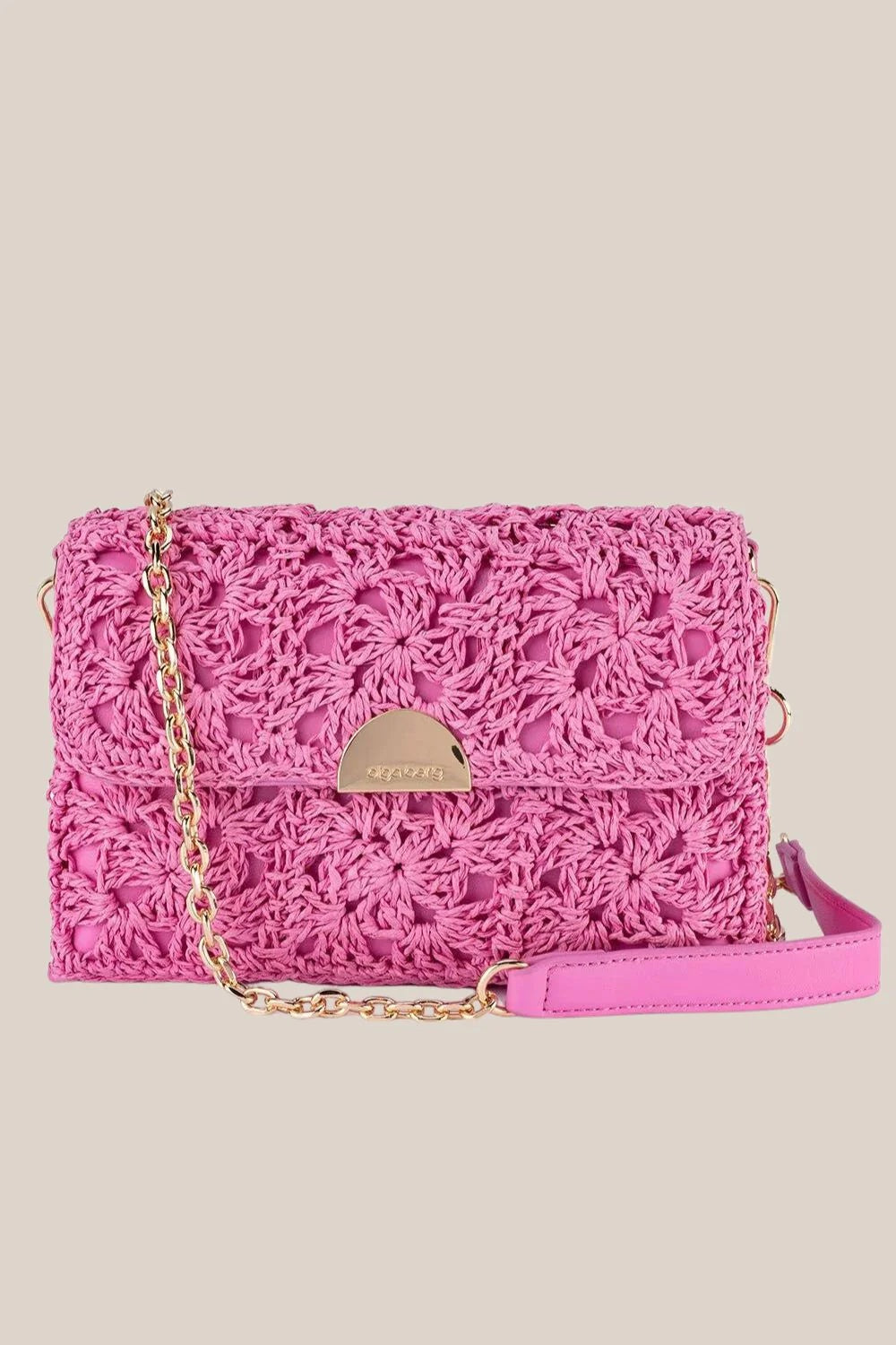 Olga Berg Millie Crocheted Shoulder Bag | Pink