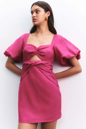 Shona Joy Joanine Double Twist Mini Dress Azalea Pink