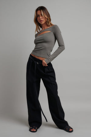 Bayse Brand Camilo Cut Out Top | Dove Grey