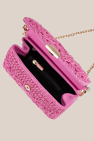 Olga Berg Millie Crocheted Shoulder Bag | Pink