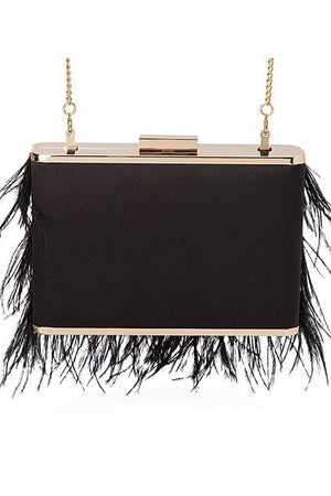Olga Berg Estelle Feather Clutch | Black