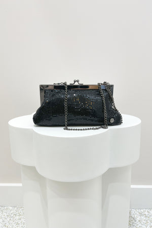Olga Berg Zara Mesh Frame Clutch | Black
