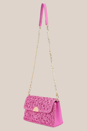 Olga Berg Millie Crocheted Shoulder Bag | Pink