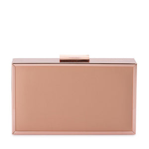 Olga Berg Riva Crystal Hot Fix Box Clutch Rose Gold
