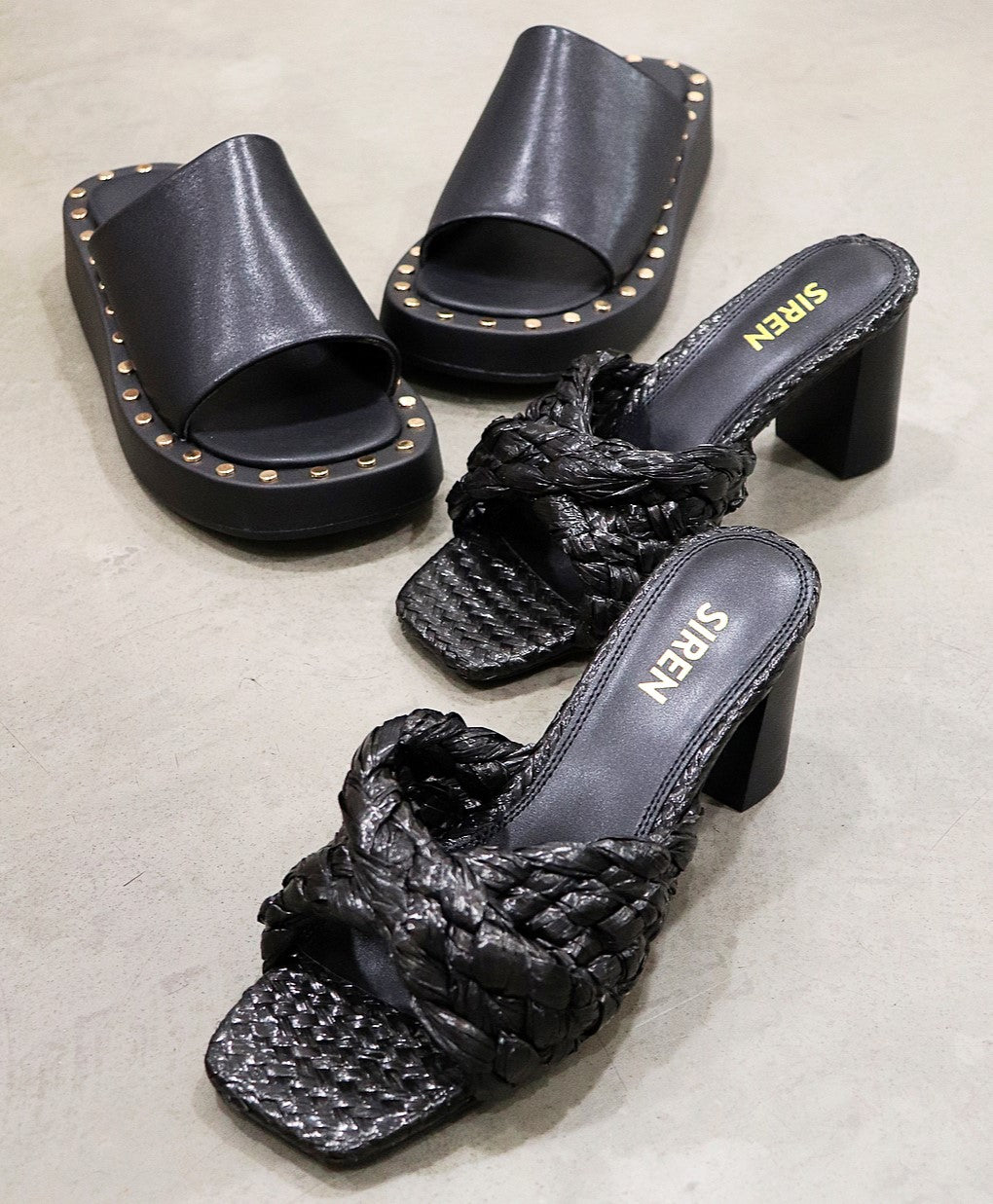Siren Shoes Rudy Raffia Mule In Black