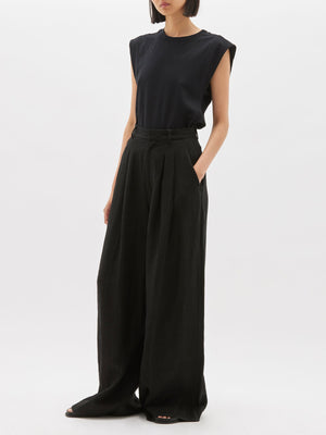 Bassike Wide Shoulder Athletic Tank Black