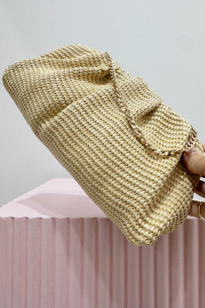Olga Berg Queenie Woven Clutch | Natural